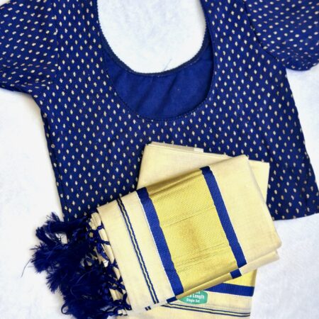 Tisse Set Mundu(2.8M)with stretchable Blouse